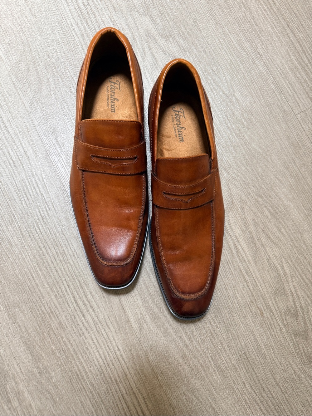Florsheim Cognac Leather Penny Loafers - Picture 2 of 5